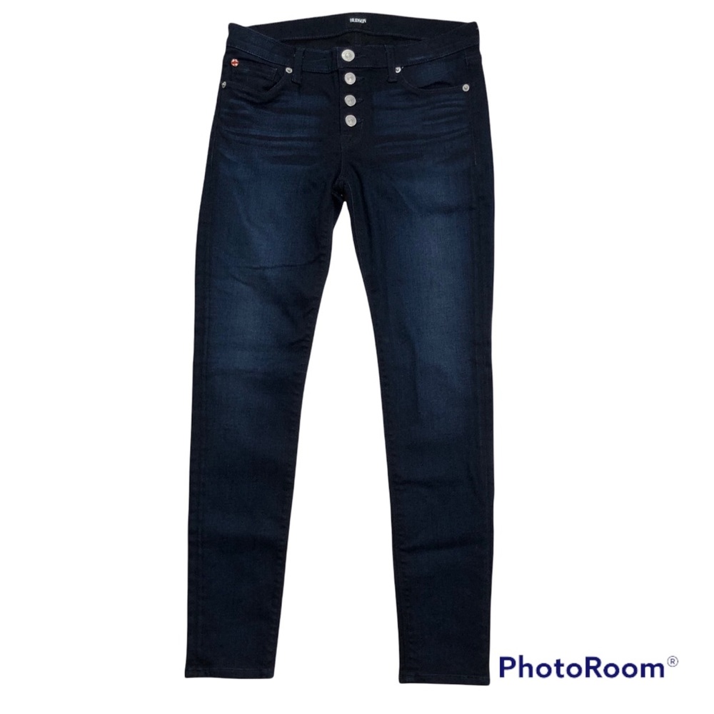 Hudson Dark Wash Ciara Super Skinny Exposed Button Skinny Jeans Sz 28